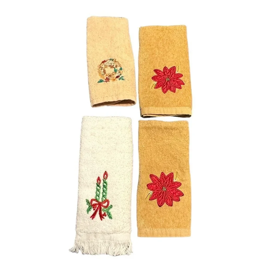 Six vintage Holiday theme guest towels - Christmas and Valentines,